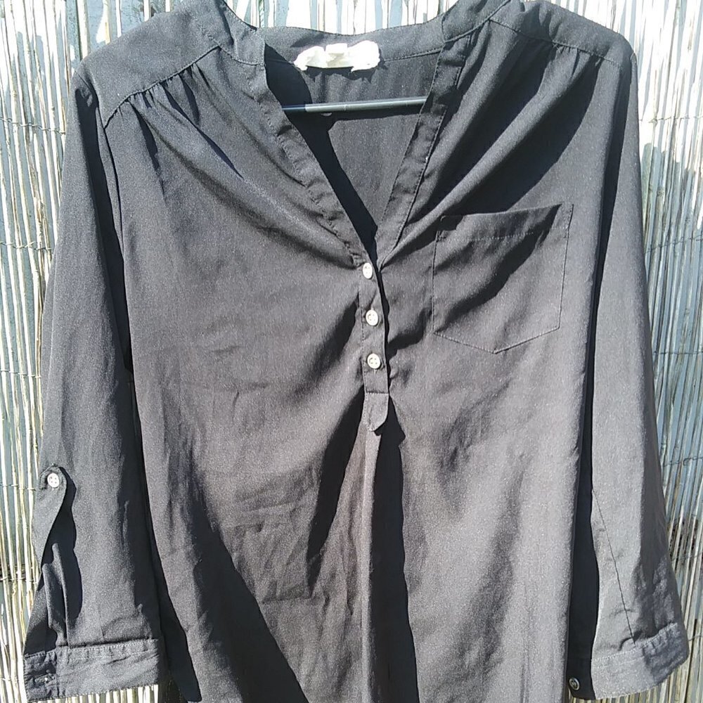 Pink Rose Black Lightweight Blouse - S